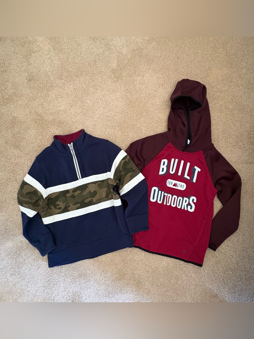 Kids Hooded Pullover Sweatshirt - Red/Burgundy & Quarter Zip camo sweatshirt
